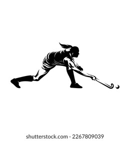 Woman Field Hockey Silhouette Vector Illustration