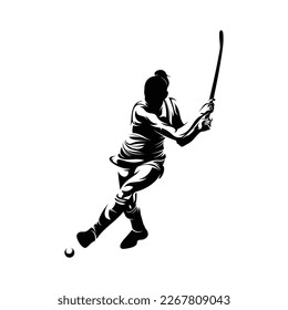 Woman Field Hockey Silhouette Vector Illustration