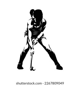 Woman Field Hockey Silhouette Vector Illustration