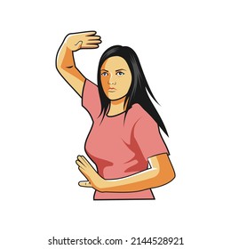 Woman fighter on white. vector image