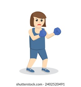 Woman Fighter pose design character on white background