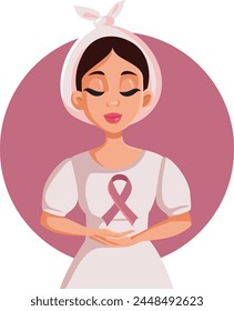 
Woman Fighting Cancer Holding a Pink Ribbon Vector Awareness Poster Design
Cancer survivor spreading positivity and motivational messages 
