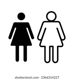 Woman figure line and glyph icon. Lady room symbol for gender restroom sign can for toilet. Female, Women, Two girl, ladies together, girls. Vector illustration. Design on white background. EPS 10