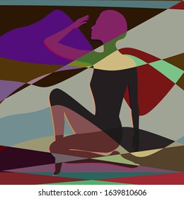 Woman figure - original abstract background - art, illustration, vector. Creative banner.