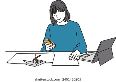 A woman filing a tax return using a smartphone