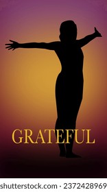 Woman fill with emotions of gratitude on her sunrise