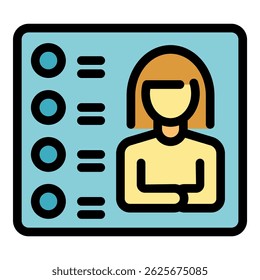 Woman filling online survey form, completing checklist on digital document, online testing, questionnaire form
