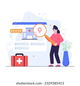 Woman Finding Nearby Hospital Online