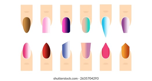 Unhas Da Mulher No Fundo Branco, Ilustração Do Vetor Do Acessório Da Manicura Da Moda.	