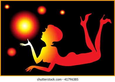 woman with fire