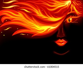 Cara de fuego de la mujer