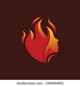 Woman Fire Gradient Vector Logo Design
