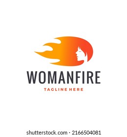 Woman fire logo design vector illustration