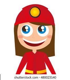 woman firefighter character comic avatar vector illustration design