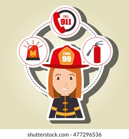 woman firefighter extinguisher