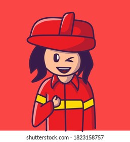 woman firefighter ilustration art vector design