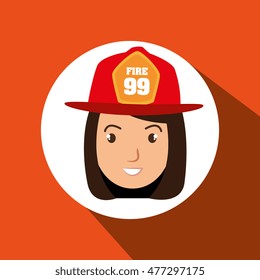 woman firewoman helmet icon