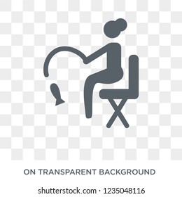 Woman Fishing icon. Trendy flat vector Woman Fishing icon on transparent background from Ladies collection. 