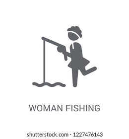 Woman Fishing icon. Trendy Woman Fishing logo concept on white background from Ladies collection. Suitable for use on web apps, mobile apps and print media.