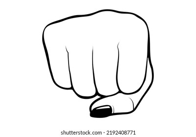 Woman fist punch front view outline, female fist hitting the camera, girl power symbol