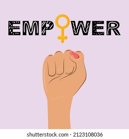 Woman fist raised up. Empower, feminism concept illustration. 