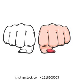 Woman Fists, Women Rights, Female Power, Hand Drawn Vector Realistic Sketch Icon Illustration, Line Art Illustration