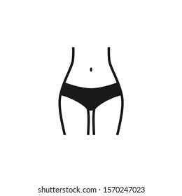 Woman fit or slim body vector icon. Female belly and hips in bikini, weight loss concept.