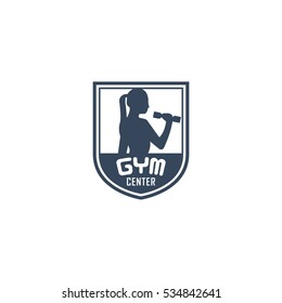 Woman Fitness Gym Logo Design Element