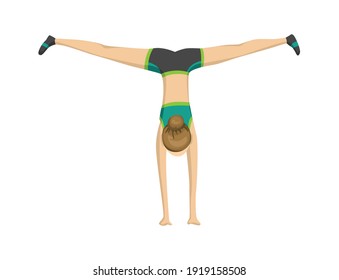 Woman fitness. Icon of girl doing sport exercises. Active and healthy life concept. Female workout fitness, aerobic or exercises. Slim woman in costume doing fitness workout