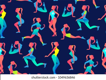 Seamless pattern with fitness stuff for girls Vector Image
