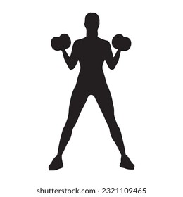 woman fitness silhouette isolated black on white background vector illustration