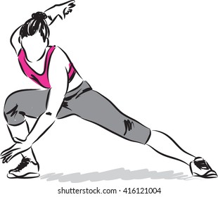 woman fitness stretching illustration