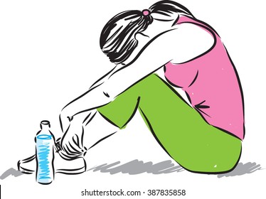 woman fitness tired illustration