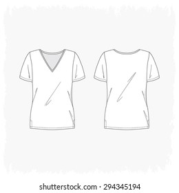 Woman Fitness V Neck Tee Vector