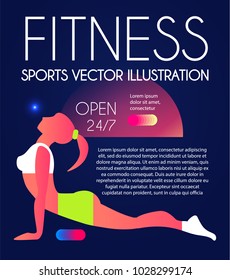 Woman Fitness. Workout girl. Sports and Health Care Flyer Template in Trendy Colors. Gym Design. Vector illustration
