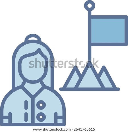 Woman With Flag Filled Blue Tone Icon