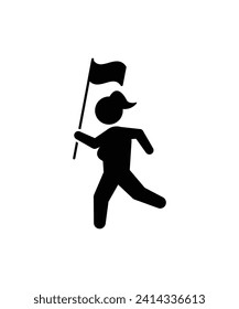 woman with flag icon, vector best flat icon.