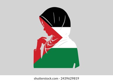 Woman flag of Palestine, Flag of Palestine, original and simple Palestine flag, vector illustration of Palestine flag