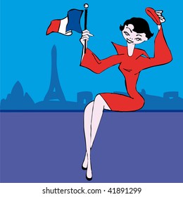 Woman flagged view of Paris France