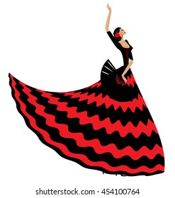 woman flamenco with black fan