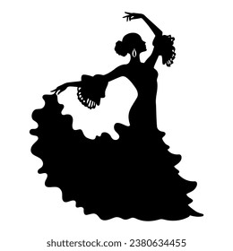 Woman Flamenco dancer silhouette. Vector illustration