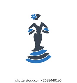 woman in flamenco dress with flower in hair icon