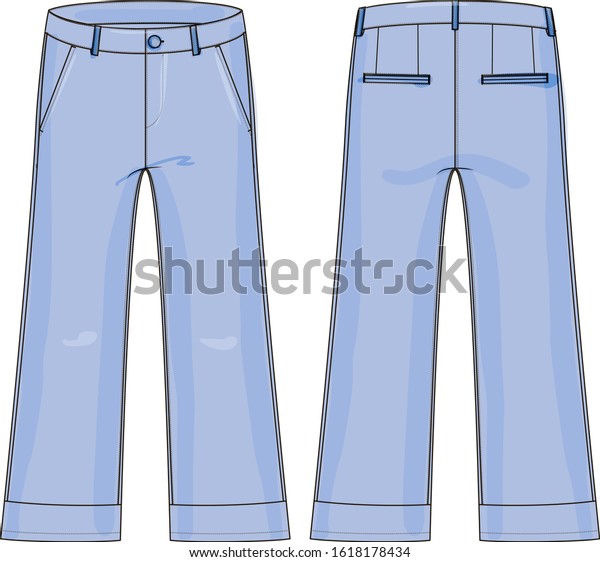 Woman Flared Jeans Technical Drawing Vectors Stock Vector (Royalty Free ...