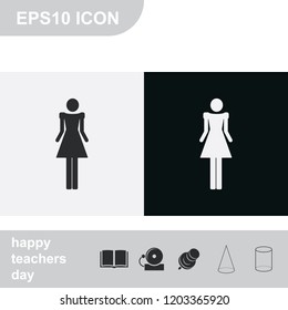 Woman flat black and white vector icon.