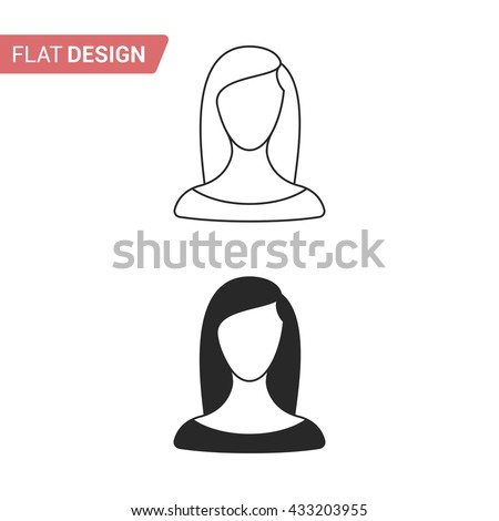 Woman flat icon. Woman web icon. Black and white woman isolated on white background
