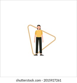 woman flat illustration character people cute and happy 