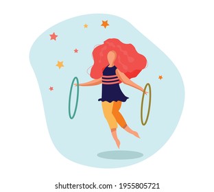 Woman flat illustration, vector art, female team.