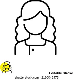 Woman flat line icon. Vector outline illustration thin linear sign for default simple profile.