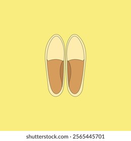 Woman flat shoes vector illustration on yellow background. Casual footwear