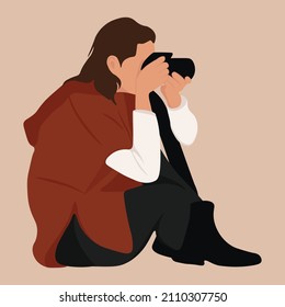 Woman, flat vector people, Photographer illustration.